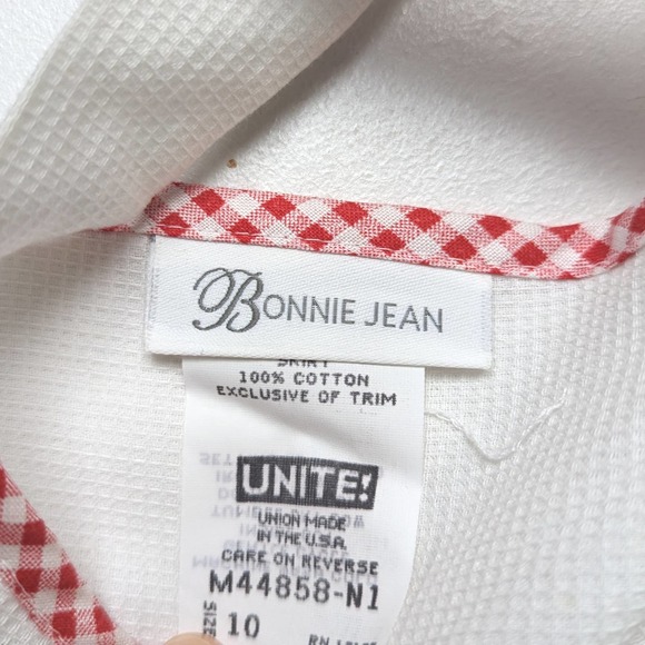 Vintage Bonnie Jean Dress Girls Size 10 Red Plaid Daisy Sundress - Picture 4 of 4